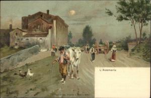 Farmers in Street L'Avemaria A BARONE - Stengel & Co c1900 Postcard Exc Cond