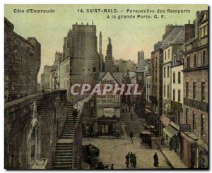 Old Postcard Perspective Saint Malo Des Remparts has great door TOILEE map