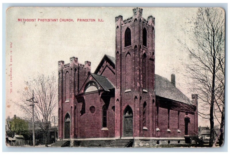 Princeton Illinois IL Postcard Methodist Protestant Church c1910's Antique