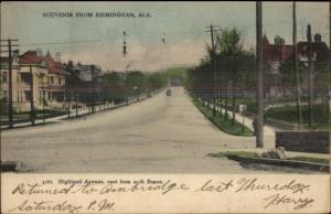 Birmingham AL Highland Ave c1905 Postcard