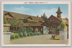 Linen~Front of Eseeola Lodge @ Linville North Carolina~Vintage Postcard