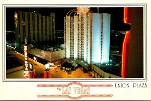 Nevada Las Vegas Downtown Union Plaza Hotel At Night