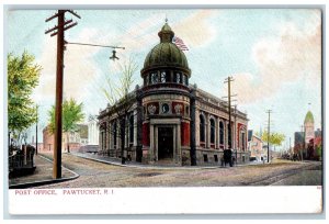 Pawtucket Rhode Island RI Postcard Post Office Building Exterior Roadside c1910
