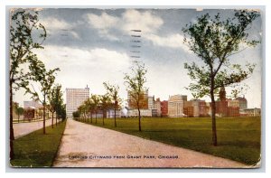 View of Skyline from Grant Park Chicago Illinois IL DB Postcard Y10