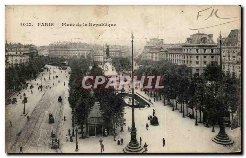 Paris Old Postcard Square republic