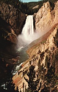 Vintage Postcard Grand Canyon Yellowstone River Falls Waterfalls Wyoming WY