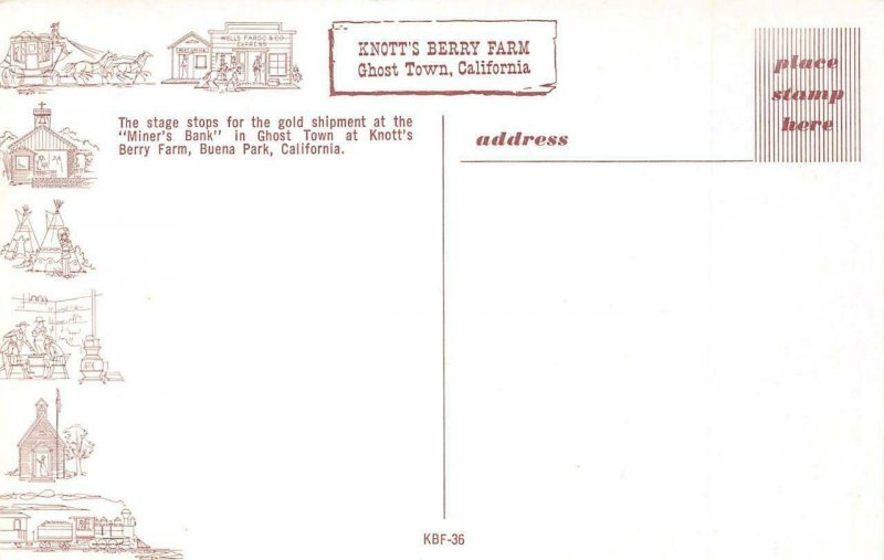 KNOTT'S BERRY FARM Ghost Town MINER'S BANK Cowboys c1950s Vintage Postcard
