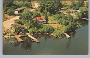 Carol's Marina, Steenburg Lake, Ontario, Vintage 1970 Aerial View Postcard