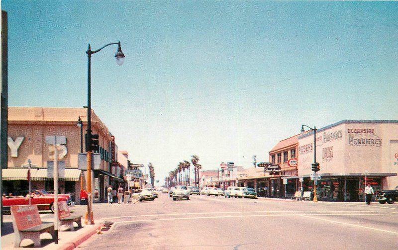 Autos 1950s Oceanside California Street Scene Royal Pictures postcard 6900