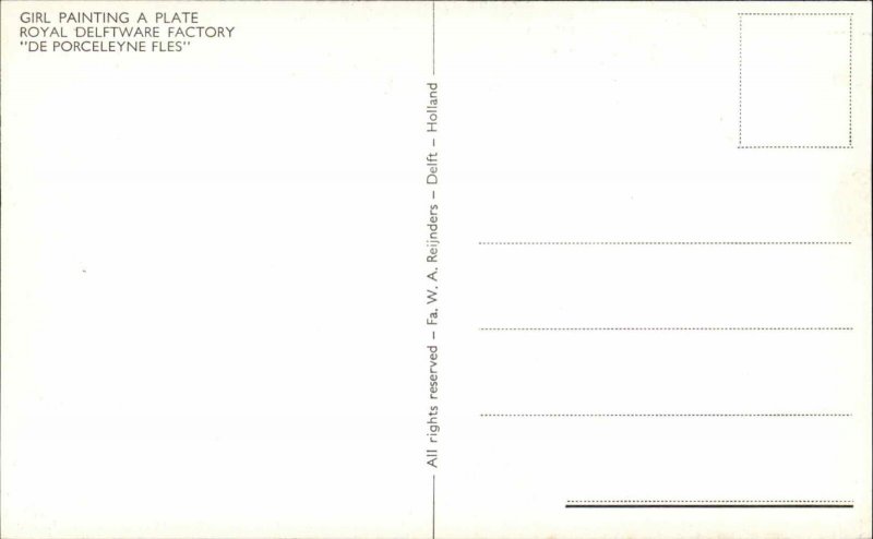 Delft Holland Girl Painting Delftware Plate Dishes Vintage Postcard