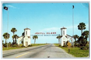 c1950's Main Entrance Jekyll Island Year Round Beach Resort GA Postcard 