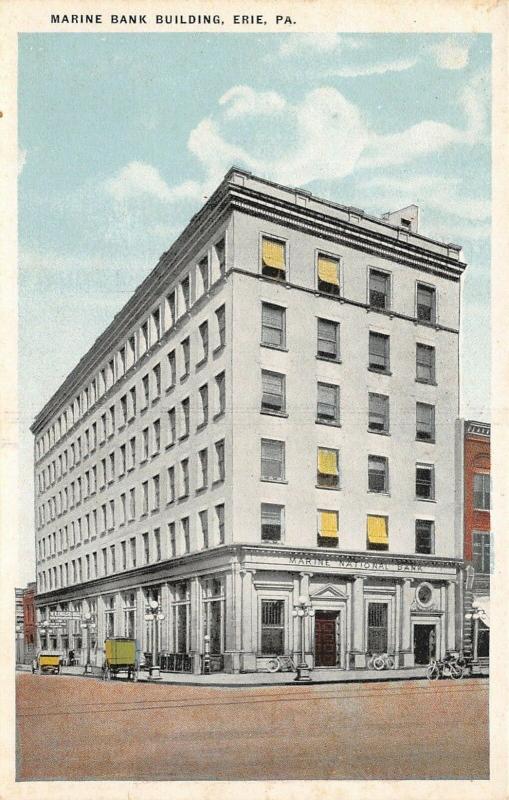 Erie PA~Marine National Bank~WR English Sign~Basement Barber Shop~Bicycles~1916 