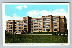Milwaukee WI-Wisconsin, Washington High School, Period Cars, Vintage Postcard