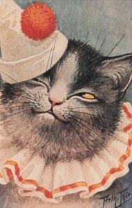 Clown Cat Louis Wain Style Cats Postcard