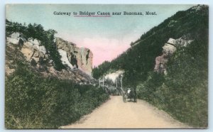 GATEWAY to BRIDGER CANYON near BOZEMAN, Montana MT ~ Handcolored c1900s Postcard