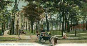 Postcard Antique View of Entrance to Northwestern University, Evanston, IL  R3