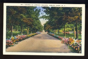 Asbury Park, New Jersey/NJ Postcard, Scene In Library Square