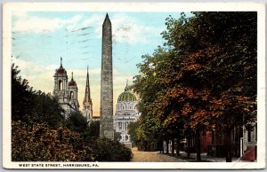 Harrisburg Pennsylvania PA, 1920 West State Street, Trees Lined Up, Postcard