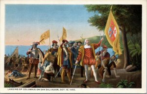 postcard Painting in US Capitol - Landing of Columbus on San Salvador