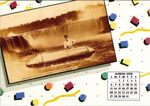 Amazing Feats  BOBBY LEACH~BARREL/NIAGARA FALLS  March1988 Calendar 4X6 Postcard