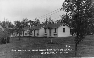 Alexandria Minnesota 1940s RPPC Real Photo Postcard Cottages Lutheran Bible