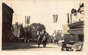 Real Photo Postcard Automobile Flag People Parade in South Bend, Indiana~123736