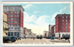 c1905's Michigan Avenue And Lansing State Savings Bank Lansing Michigan Postcard