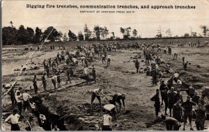 Digging Fire Trenches Army WWI CHATTANOOGA Tennessee Postcard 1910s Military JH8