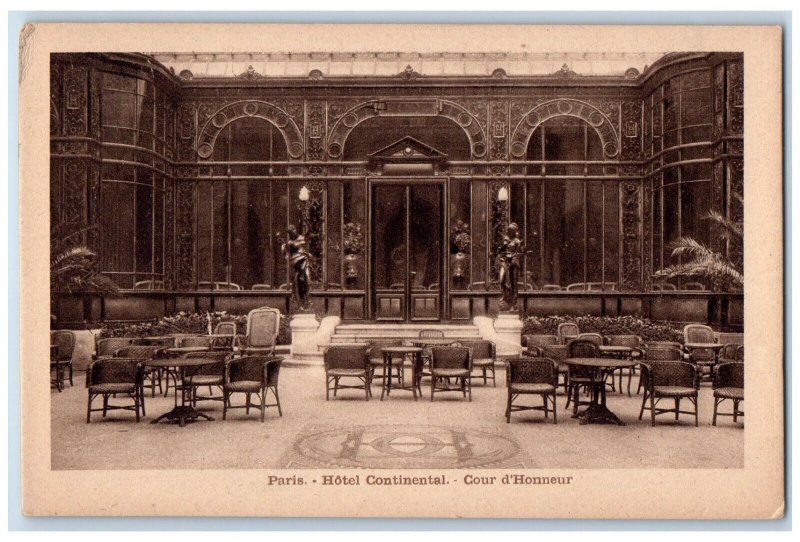 c1940's Hotel Continental Cour d'Honneur Paris France Vintage Postcard 