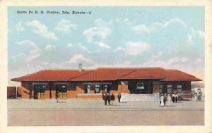 Santa Fe Railroad Station Depot Iola Kansas 1920s postcard