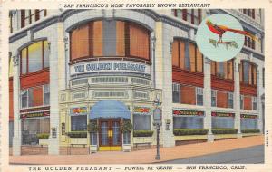 California Ca Postcard Linen SAN FRANCISCO The Golden Pheasant Restaurant
