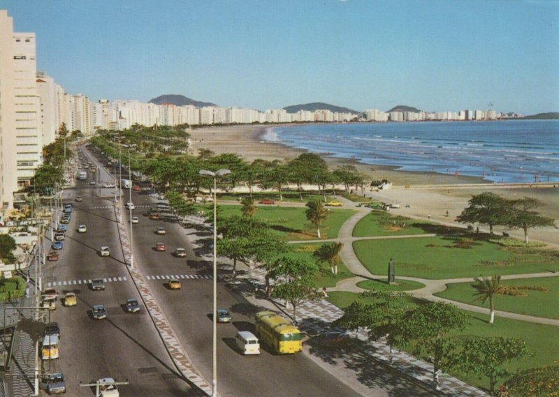 Brazil Postcard - President Wilson Avenue - Jose Menino Beach, Santos RRR93 