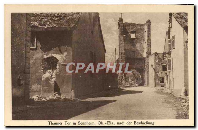 Thann - Thanner Tor in Sennheim nach der Beschießung Ober Elsass - Oberelsa