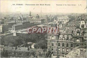 Postcard Old Paris Panorama of Eight Bridges Eiffel Tower