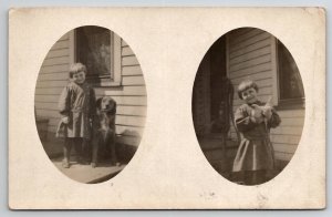 RPPC Clinton Redding IA Baird Daughter Chicken Dog Thompson Family Postcard U30