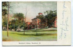 Rockford College Rockford Illinois 1908 postcard