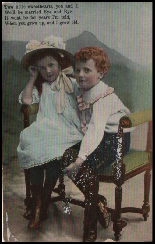 cute kids postcard: Two Little Sweethearts, You and I