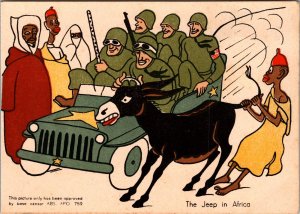 Mint USA WW2 US army Picture Postcard  American Soldiers Jeep North Africa