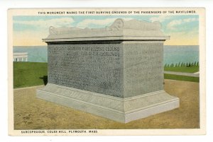 MA - Plymouth. Cole's Hill Sarcophagus-1st BurialGround, Mayflower Passengers