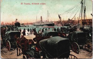 Argentina EL Puerto Buenos Aires Vintage Postcard C045