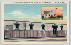 Postcard KS Pratt American Legion Home & World War II Honor Roll c1940s T15