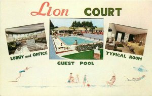 Lion Motor roadside St Augustine Florida Postcard Rabner's Studios pool 8989