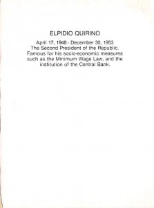 Elpidio Quirino Second President of the Republic of Philippines Non Postcard ...