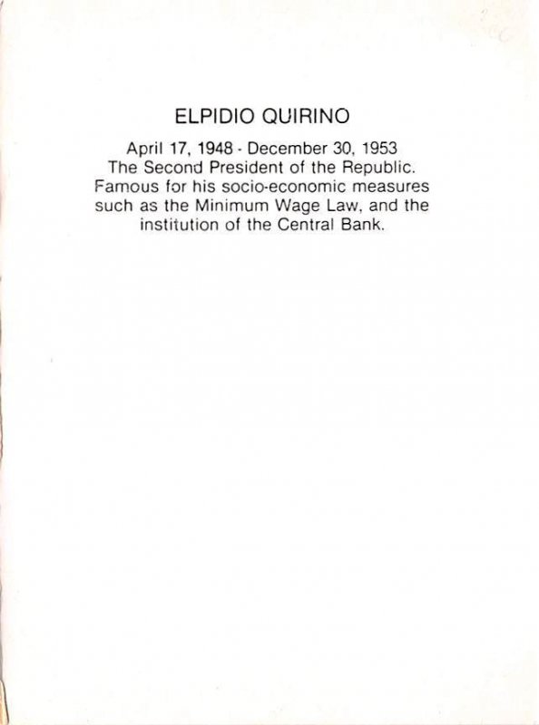 Elpidio Quirino Second President of the Republic of Philippines Non Postcard ...
