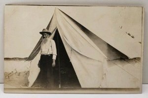 RPPC Pennsylvania Camp Tents with Very Old Man Reunion or Retreat Postcard E15