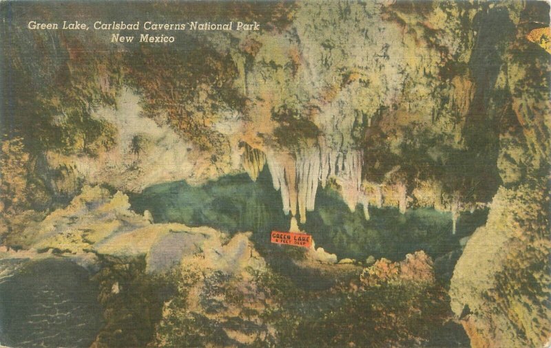 Carlsbad Caverns New Mexico NM  Green Lake  1955 Linen Postcard Used