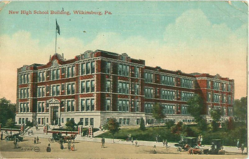 Wilkinsburg, Pennsylvania New High School Building Postmarked, Flag Cancel
