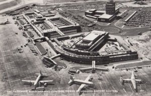 London Airport Control Tower Real Photo 1960s Birds Eye Postcard