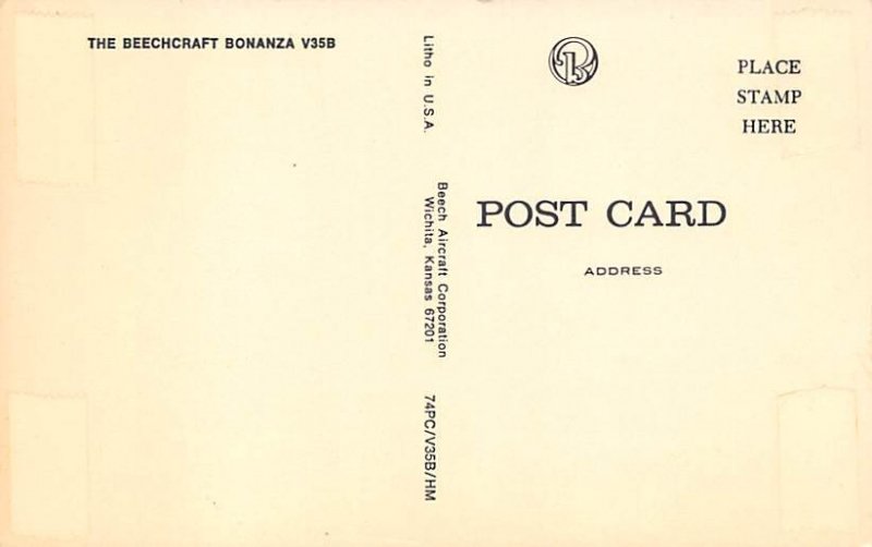 The Beechcraft Bonanza V35B Airplane Unused 