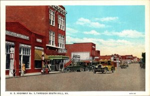 U.S. Highway 1 Through South Hill, VA Vintage Postcard M47